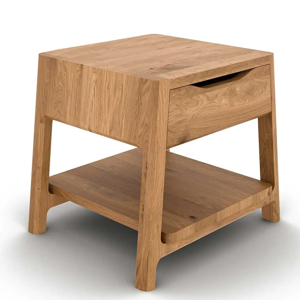 Wohnen Betten|Betten*Wildeiche Holzbett mit Polsterkopfteil in Beige - Favorite