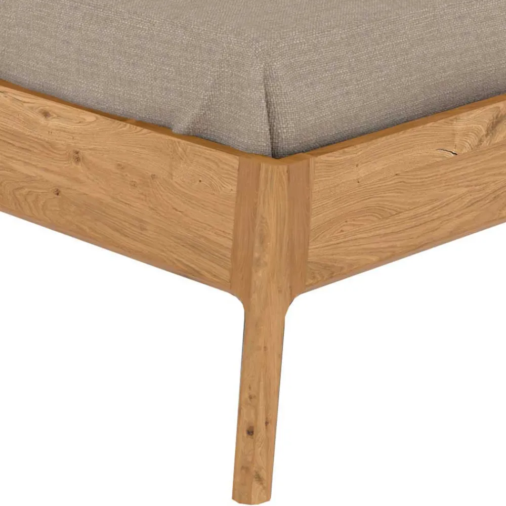 Wohnen Betten|Betten*Wildeiche Holzbett mit Polsterkopfteil in Beige - Favorite