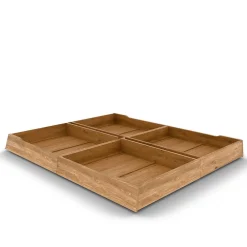 Wohnen Betten|Betten*Wildeiche Holzbett mit Polsterkopfteil in Beige - Favorite