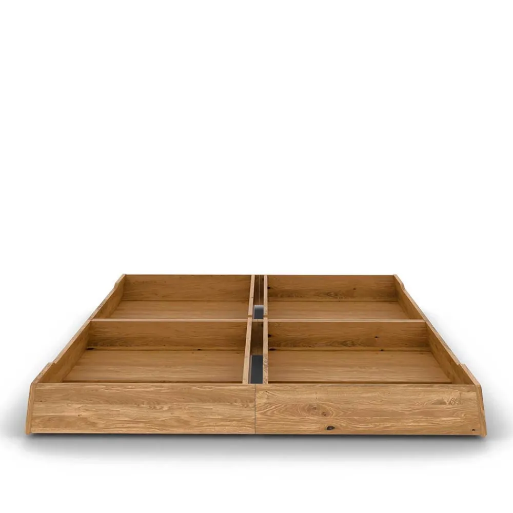 Wohnen Betten|Betten*Wildeiche Holzbett mit Polsterkopfteil in Beige - Favorite