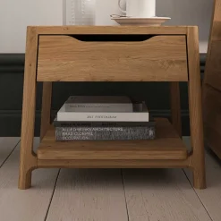 Wohnen Betten|Betten*Wildeiche Holzbett mit Polsterkopfteil in Beige - Favorite