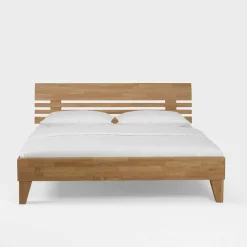 Wohnen Wildeiche Holzbett Verinaros in Honigfarben geölt