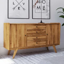 Wohnen Wildeiche Holz-Sideboard 160 cm breit - Hardus