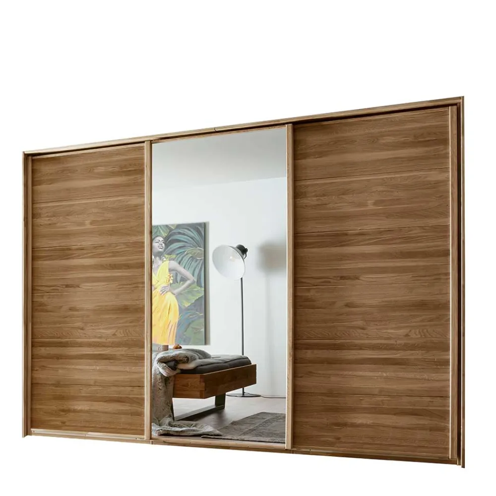 Wohnen Wildeiche Kleiderschrank mit 3 Schwebetüren - Divnoi