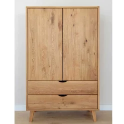 Wohnen Naturholzmöbel|Massivholzmöbel*Wildeiche Kombi-Kleiderschrank massiv - Fabijola