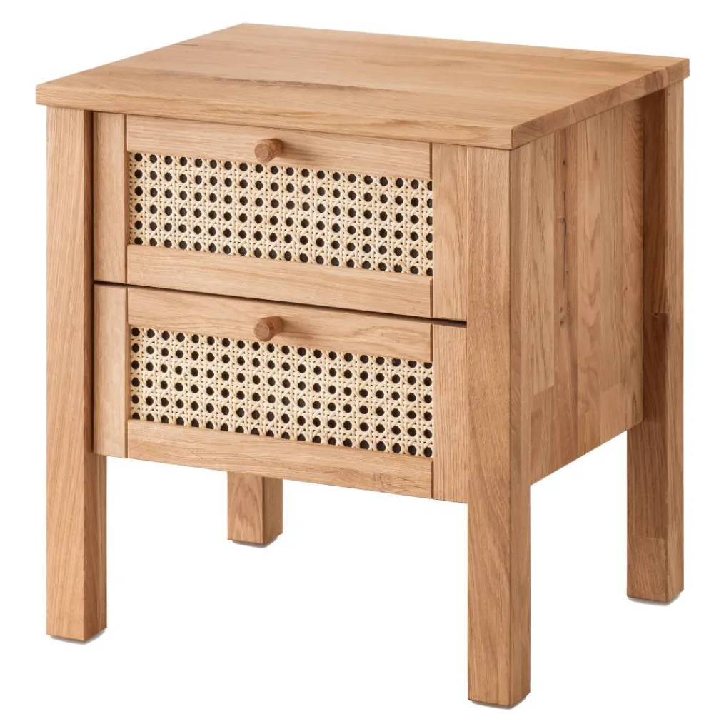 Wohnen Rattanmöbel|Nachttische*Wildeiche Nachtkommode mit Wiener Geflecht - Ambrosso