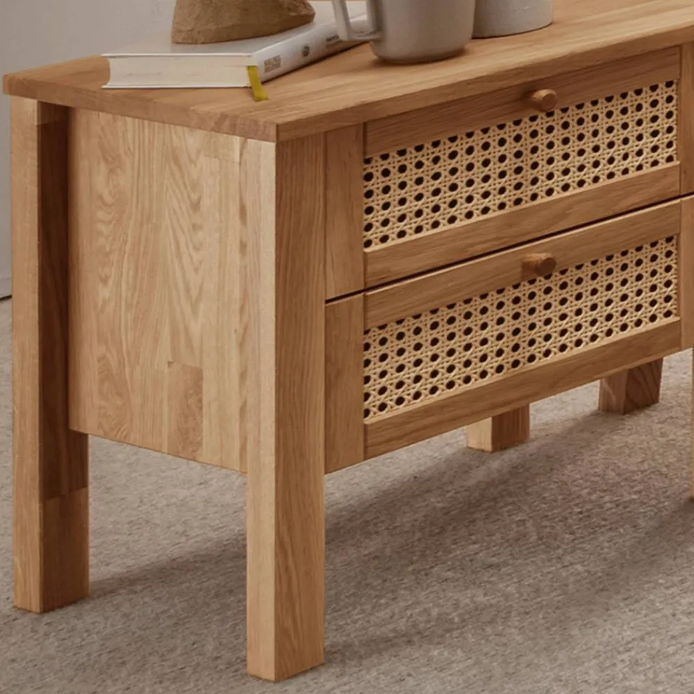 Wohnen Rattanmöbel|Nachttische*Wildeiche Nachtkommode mit Wiener Geflecht - Ambrosso