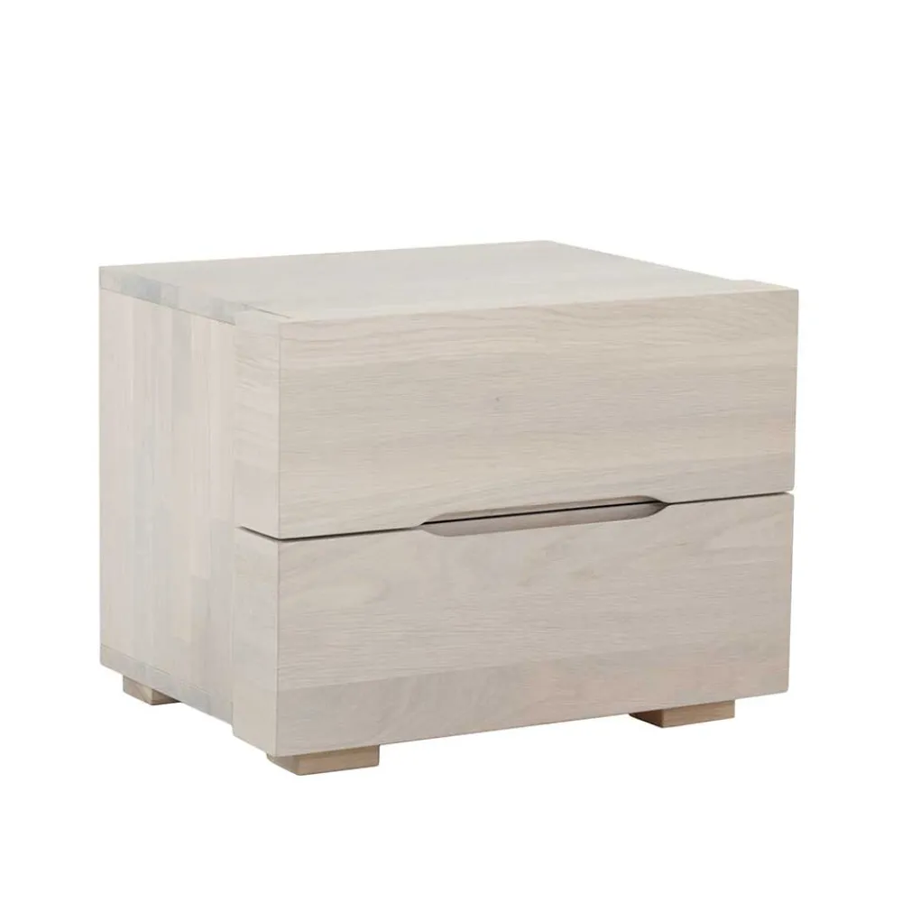 Wohnen Wildeiche Nachtschrank Slobozia in Weiß geölt