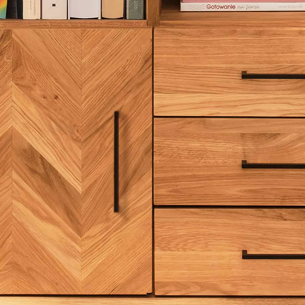 Wohnen Skandinavische Möbel|Wohnzimmer-Regale*Wildeiche Regal mit Tür & drei Schubladen - Kerfa