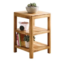 Wohnen Naturholzmöbel|Telefontische*Wildeiche Regal Uvinessa mit drei Ablagen