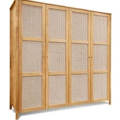 Wohnen Rattanmöbel*Wildeiche Schlafzimmerschrank mit Wiener Geflecht - Ambrosso