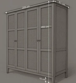 Wohnen Rattanmöbel*Wildeiche Schlafzimmerschrank mit Wiener Geflecht - Ambrosso