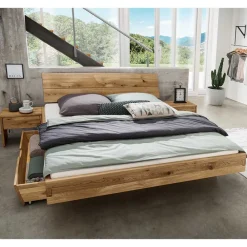 Wohnen Wildeiche Schubkastenbett & Nachtkommoden - Aryvano (dreiteilig)