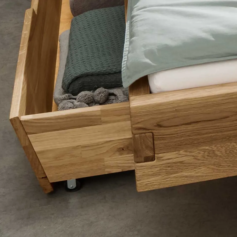 Wohnen Wildeiche Schubkastenbett & Nachtkommoden - Aryvano (dreiteilig)