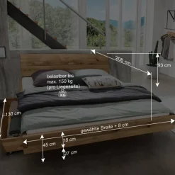 Wohnen Wildeiche Schubkastenbett & Nachtkommoden - Aryvano (dreiteilig)