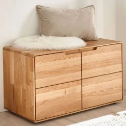 Wohnen Wildeiche Schuhbank mit Doppeltür - Darcona