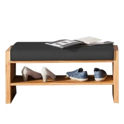 Wohnen Wildeiche Schuhbank mit Leder Polsterung - Mandrey