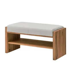 Wohnen Schuhschränke|Garderobenbänke*Wildeiche Sitzbank mit weißem Echtleder - Mandrey