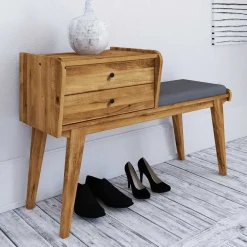 Wohnen Wildeiche Telefonbank Flurbank mit Schubladen - Hardus