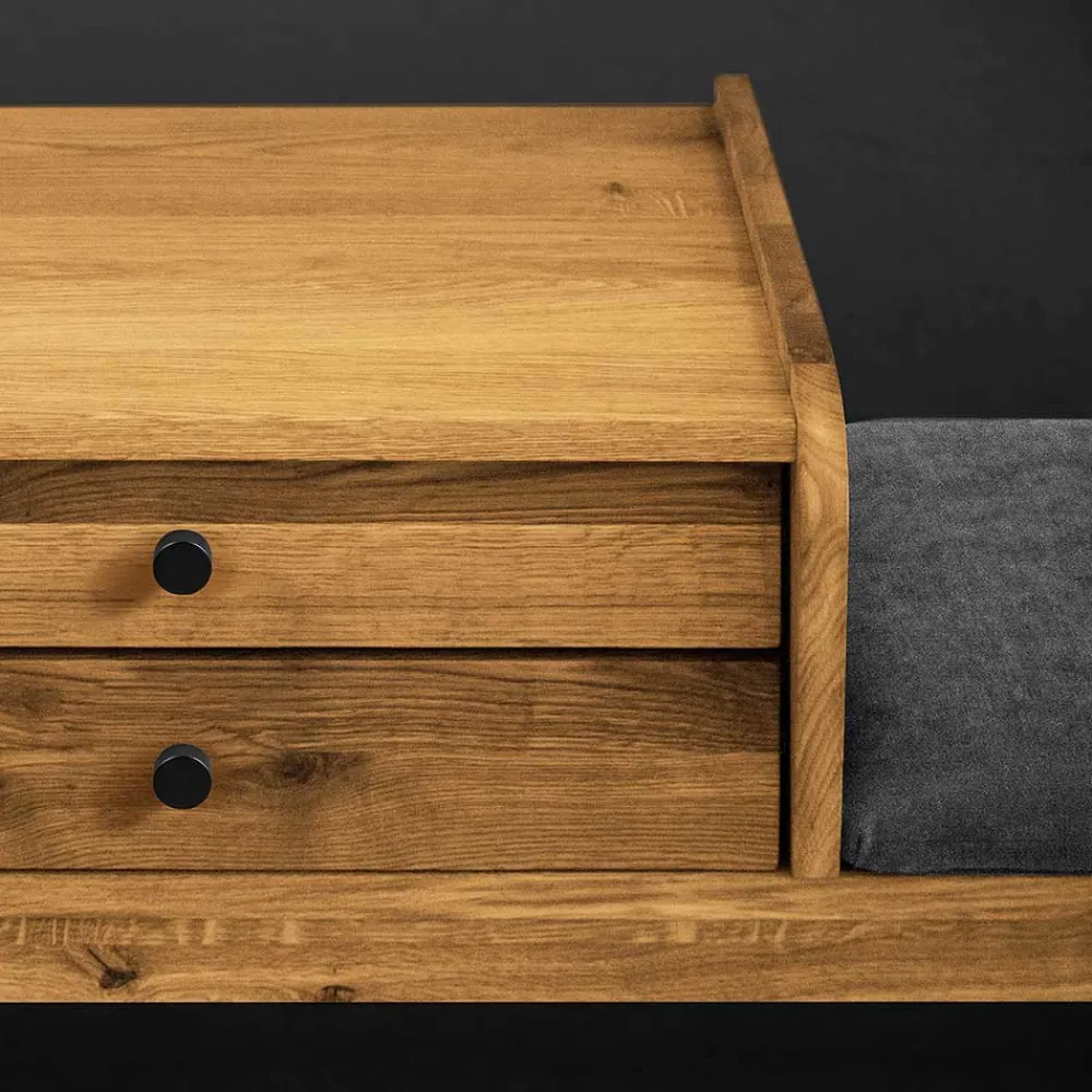 Wohnen Wildeiche Telefonbank Flurbank mit Schubladen - Hardus