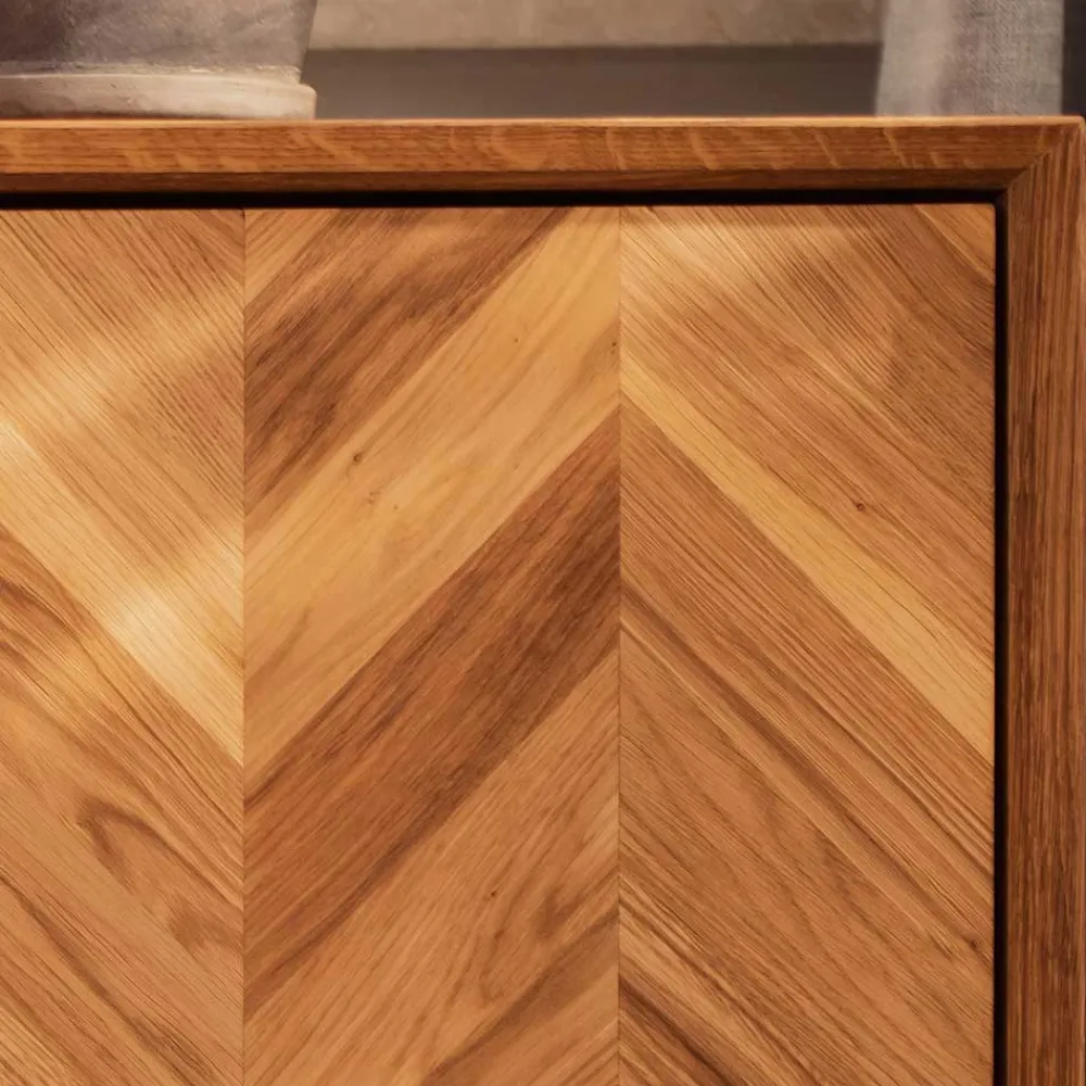 Wohnen Tv & Hifi-Möbel|Tv & Hifi-Möbel*Wildeiche TV Lowboard mit Fischgrät Design - Kerfa