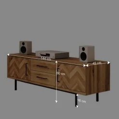 Wohnen Tv & Hifi-Möbel|Tv & Hifi-Möbel*Wildeiche TV Lowboard mit Fischgrät Design - Kerfa