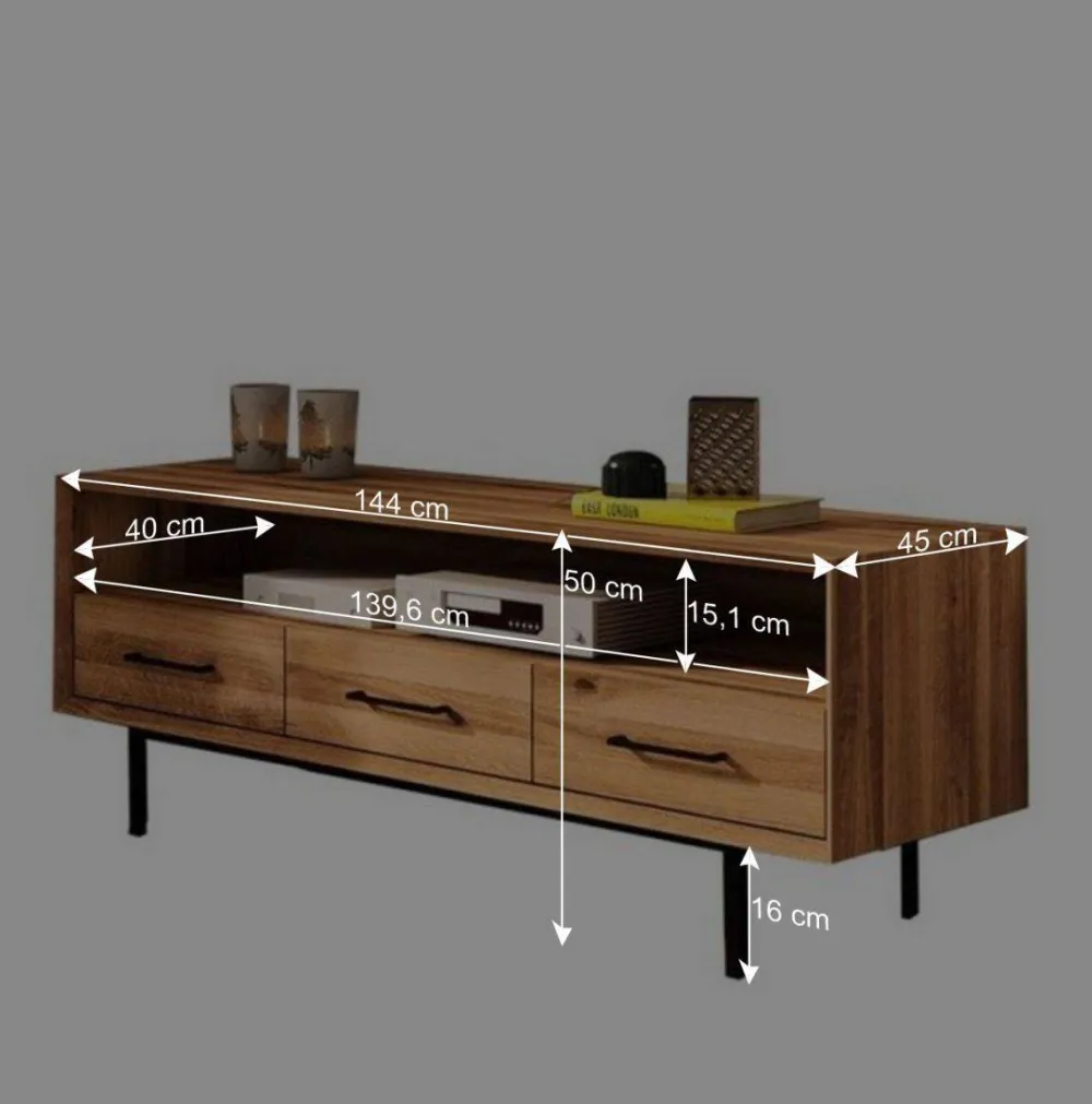 Wohnen Tv & Hifi-Möbel|Tv & Hifi-Möbel*Wildeiche TV Unterschrank mit großem Fach - Kerfa