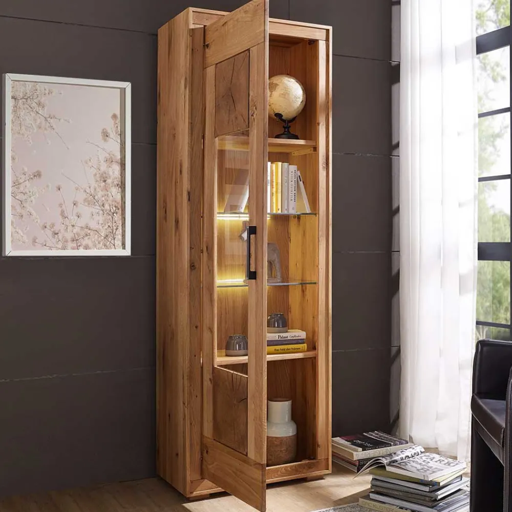 Wohnen Wildeiche Vitrine Troncon mit 201 cm Höhe