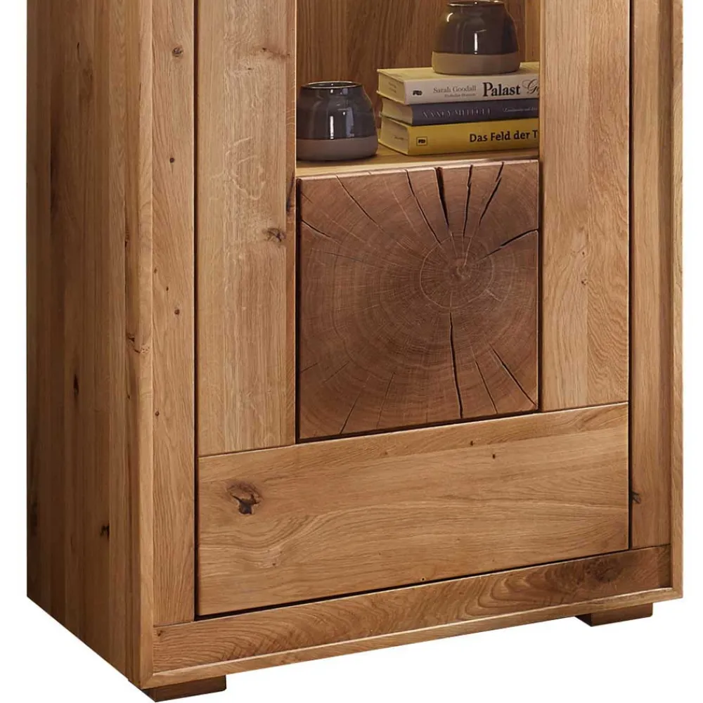 Wohnen Wildeiche Vitrine Troncon mit 201 cm Höhe