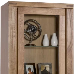 Wohnen Wildeiche Vitrinenschrank mit 3 Schubladen - Maila