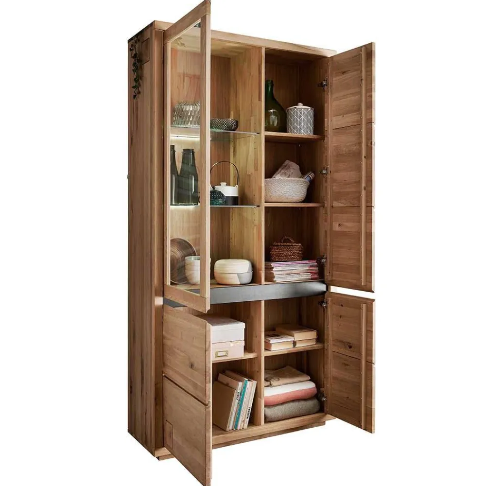 Wohnen Esszimmer-Vitrinen|Vitrinen*Wildeiche Vitrinenschrank 103 cm breit - Embleys