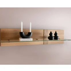Wohnen Esszimmerregale|Regale*Wildeiche Wandboard mit Glas-Ablage - Barrios