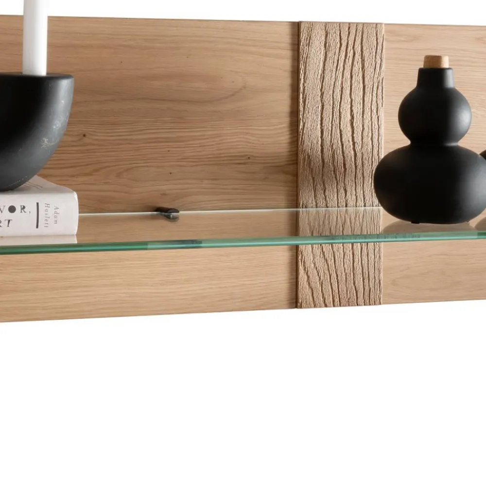 Wohnen Esszimmerregale|Regale*Wildeiche Wandboard mit Glas-Ablage - Barrios