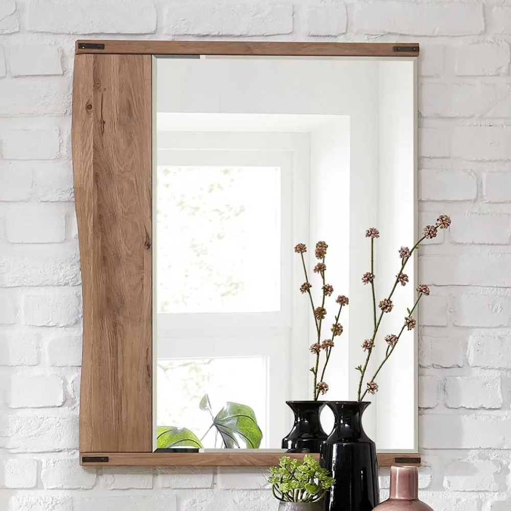 Wohnen Glasmöbel|Spiegel*Wildeiche Wandspiegel mit Baumkante - Konvava