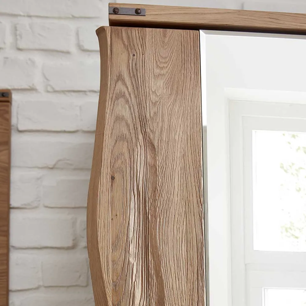 Wohnen Glasmöbel|Spiegel*Wildeiche Wandspiegel mit Baumkante - Konvava