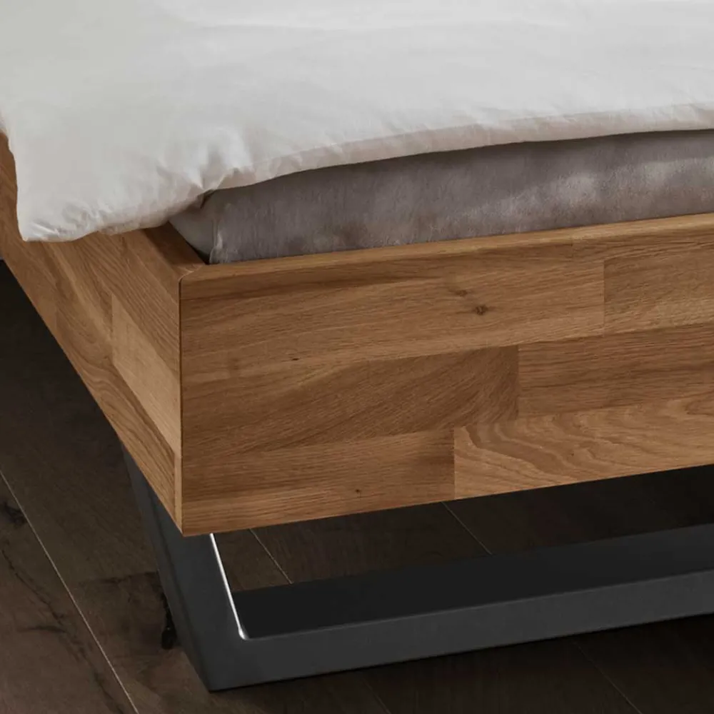 Wohnen Graue Möbel|Naturholzmöbel*Wildeichebett mit Lamellen-Kopfteil - Esvilda I