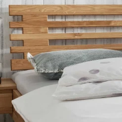 Wohnen Graue Möbel|Naturholzmöbel*Wildeichebett mit Lamellen-Kopfteil - Esvilda I