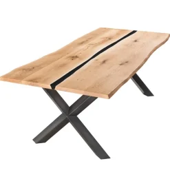 Wohnen Schwarze Möbel|Naturholzmöbel*Wildeiche-Esstisch mit Naturkanten - Fabienne