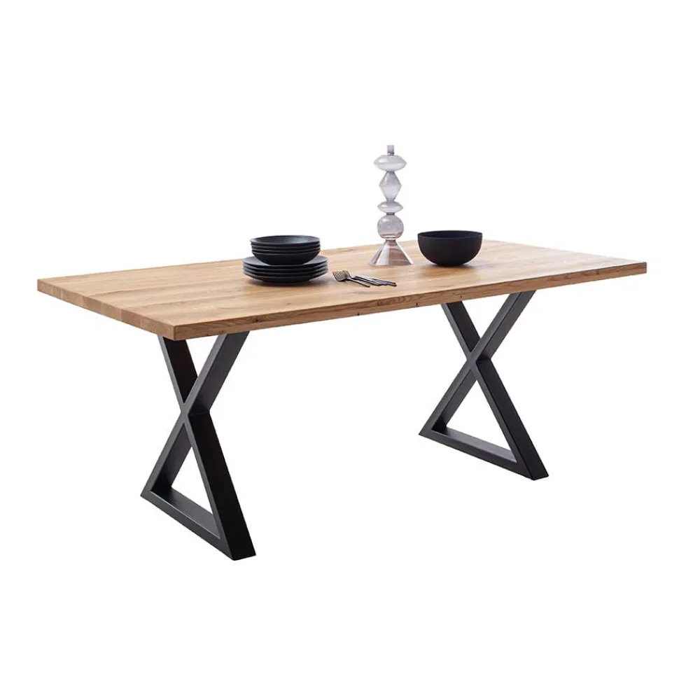 Wohnen Wildeichetisch mit zwei X-Beinen - Soreca