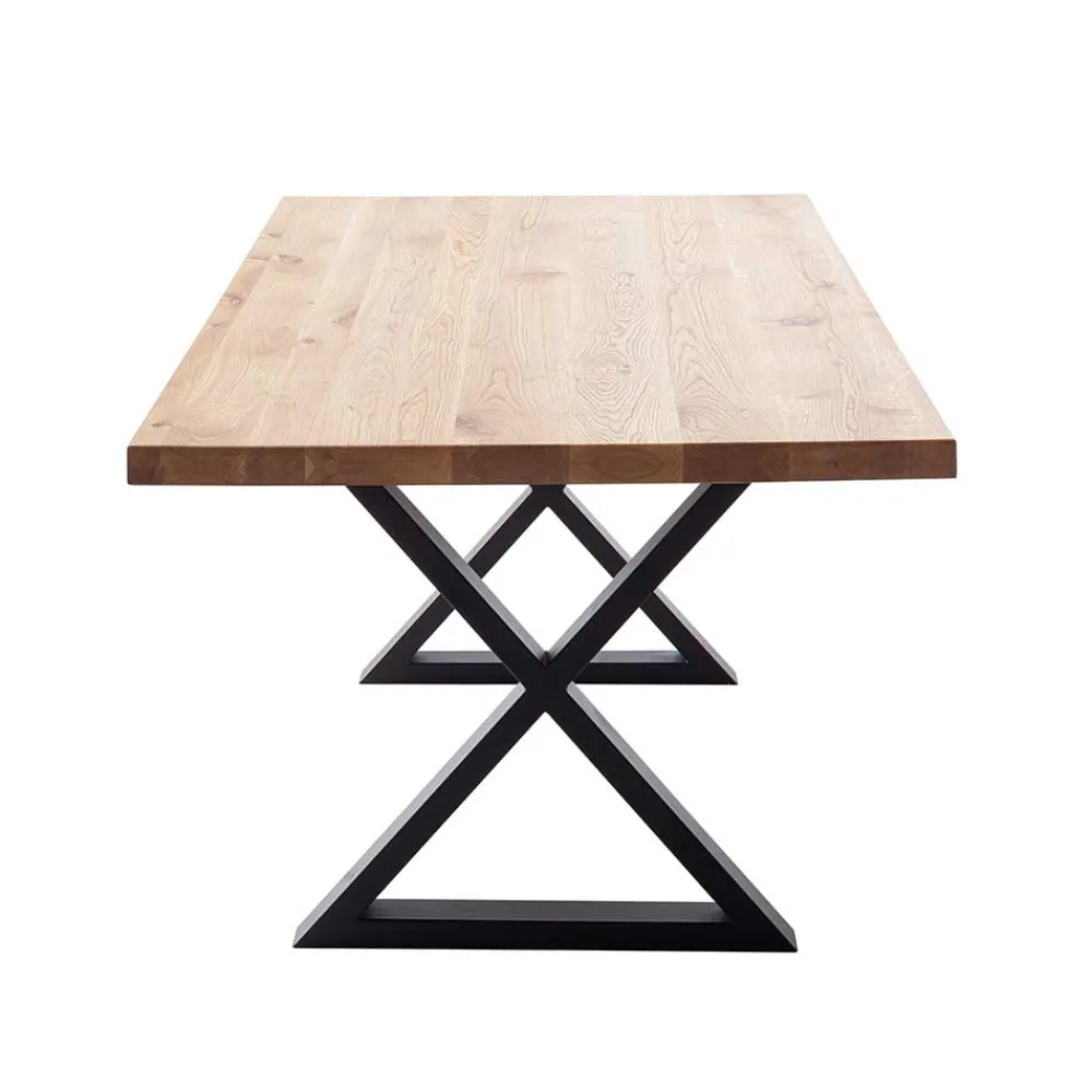 Wohnen Wildeichetisch mit zwei X-Beinen - Soreca