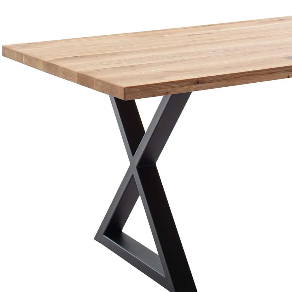 Wohnen Wildeichetisch mit zwei X-Beinen - Soreca