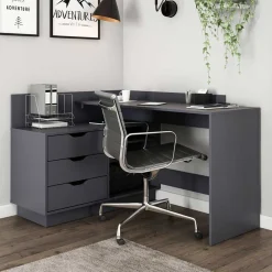 Wohnen Bürotische|Jugendzimmertische*Winkelschreibtisch in Anthrazit - Korfu