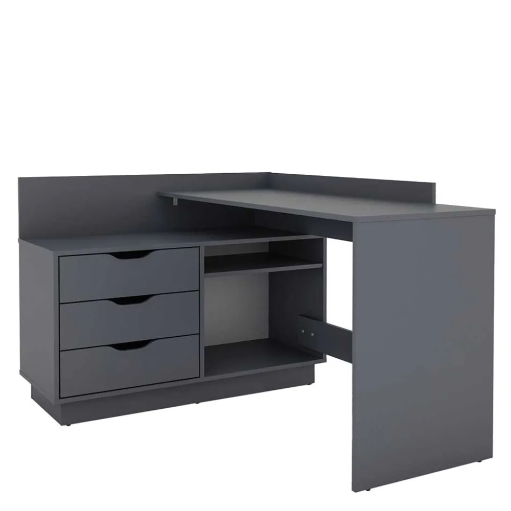 Wohnen Bürotische|Jugendzimmertische*Winkelschreibtisch in Anthrazit - Korfu