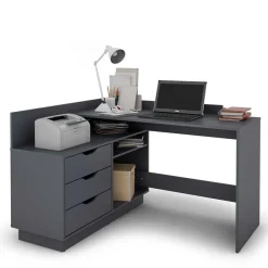 Wohnen Bürotische|Jugendzimmertische*Winkelschreibtisch in Anthrazit - Korfu