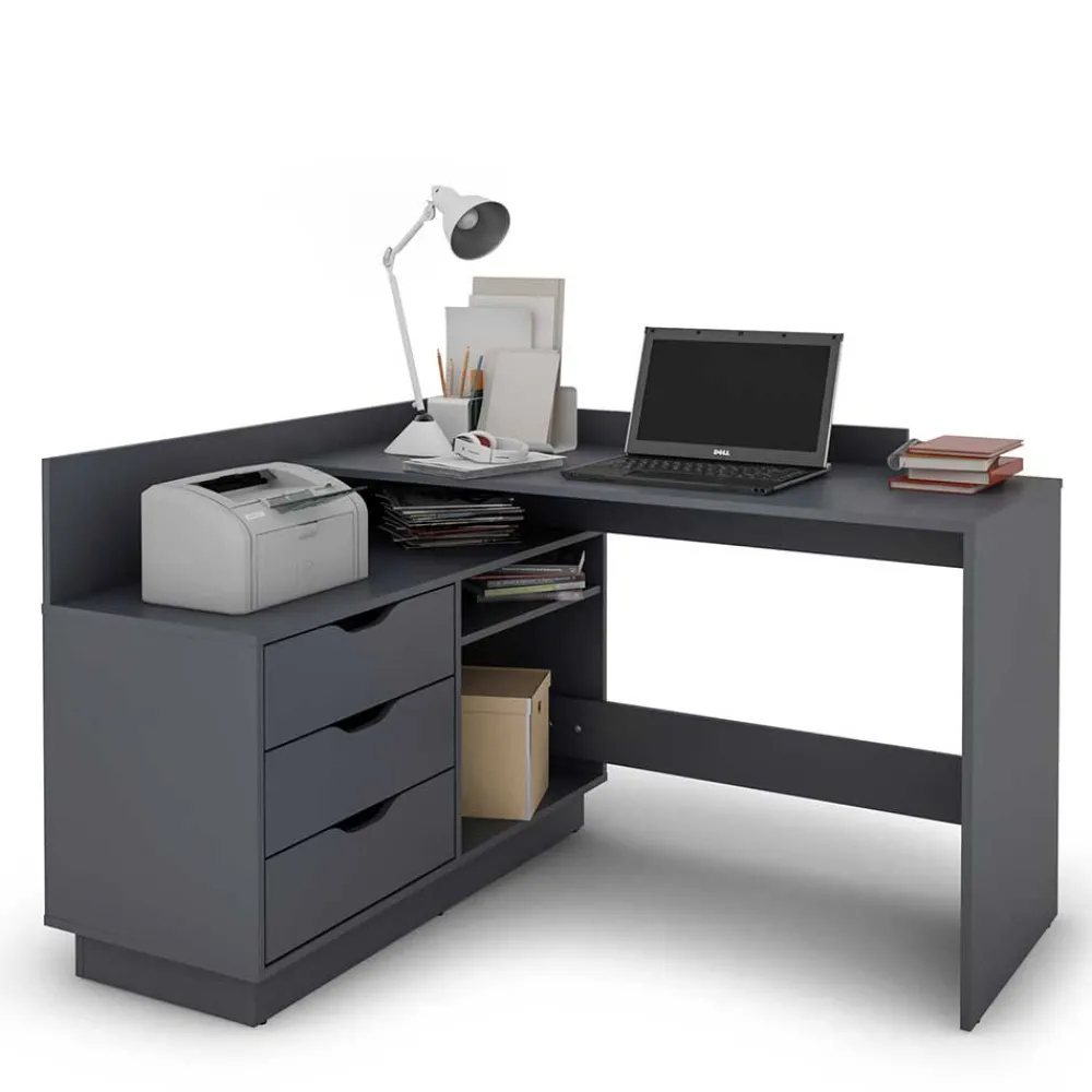 Wohnen Bürotische|Jugendzimmertische*Winkelschreibtisch in Anthrazit - Korfu