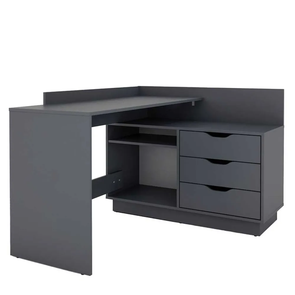 Wohnen Bürotische|Jugendzimmertische*Winkelschreibtisch in Anthrazit - Korfu