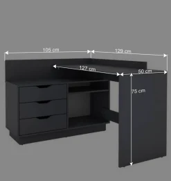 Wohnen Bürotische|Jugendzimmertische*Winkelschreibtisch in Anthrazit - Korfu