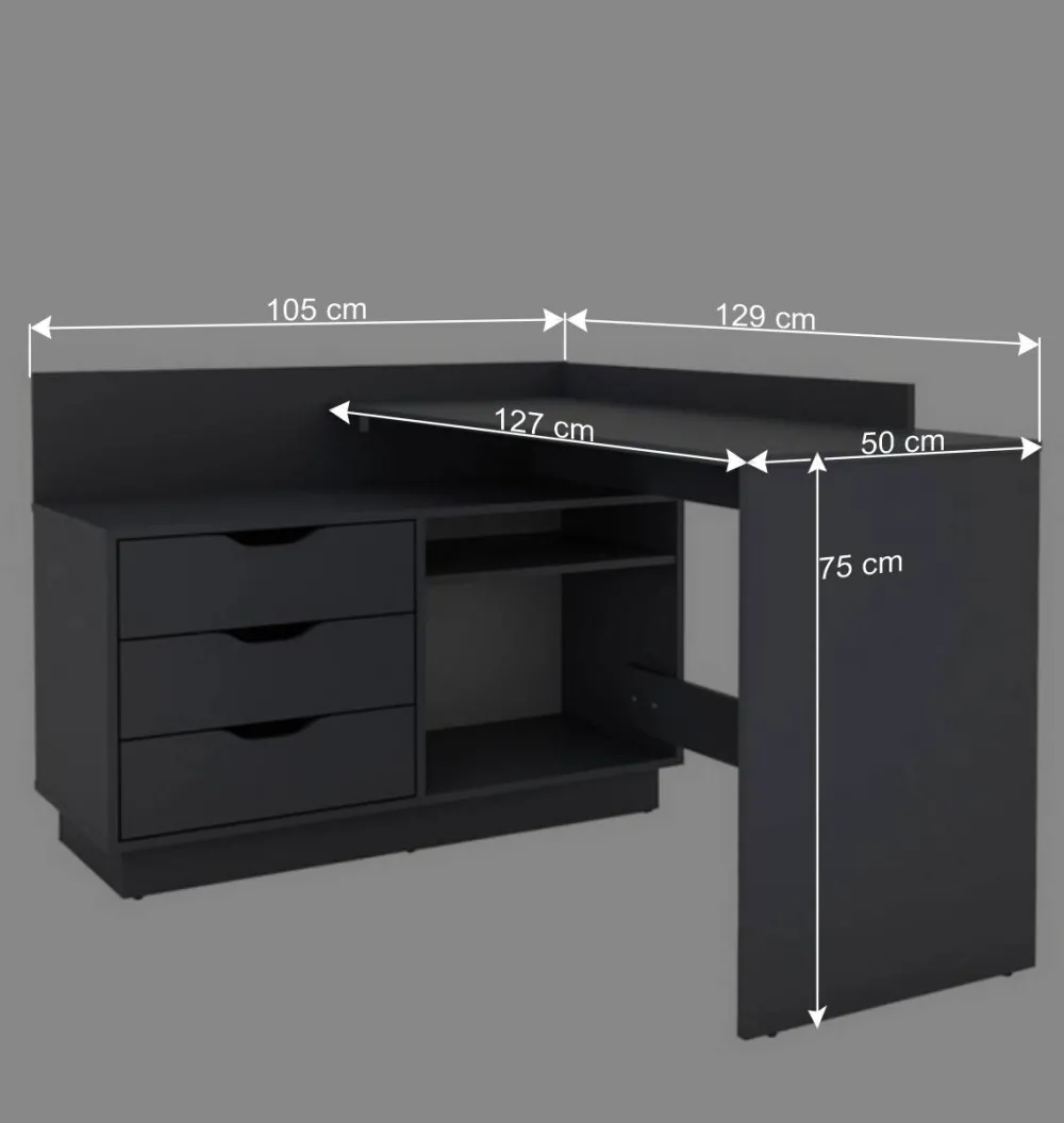 Wohnen Bürotische|Jugendzimmertische*Winkelschreibtisch in Anthrazit - Korfu