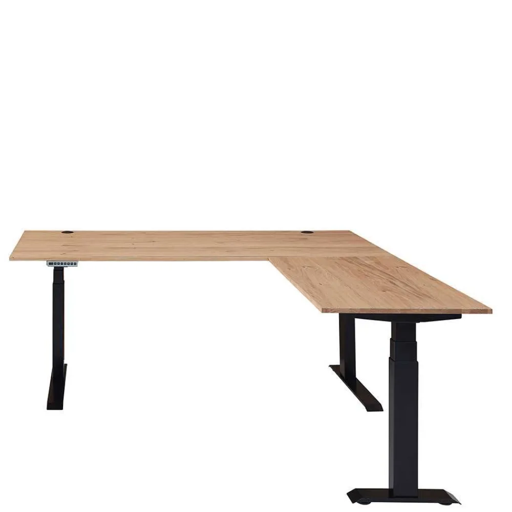 Wohnen Bürotische*Winkel-Schreibtisch in Esche und Schwarz - Emly