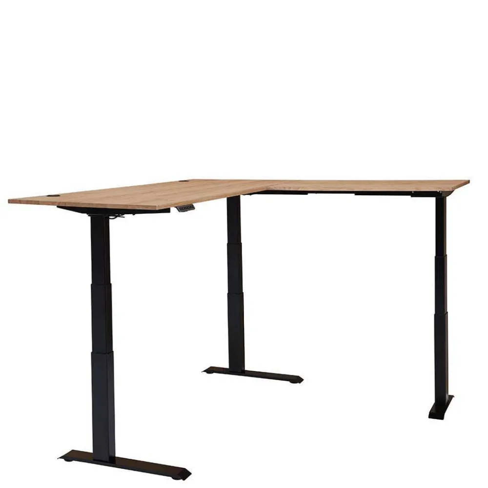 Wohnen Bürotische*Winkel-Schreibtisch in Esche und Schwarz - Emly